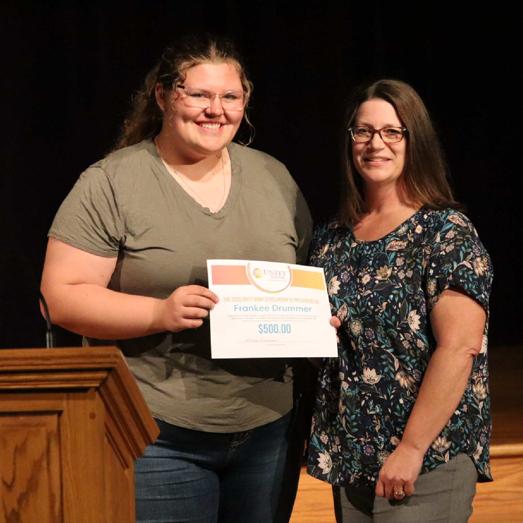 Missy Presenting Frankee with Scholarship 